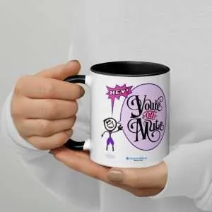 Unique 2-Sided Meeting Mug | “Hey! You’re on Mute” + “You’re STILL on Mute” (gal edition)