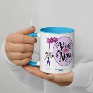 Unique 2-Sided Meeting Mug | “Hey! You’re on Mute” + “You’re STILL on Mute” (gal edition)