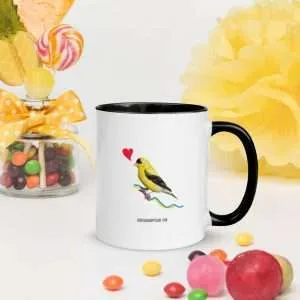 Unique “Happy” Mug ~ 2-Sided | “I’m Choosing Happy Today” + American Gold Finch Blowing a Kiss